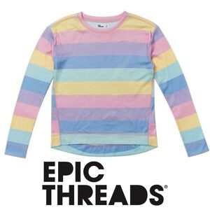 EPIC THREADS Big Girls Long Sleeve Striped Knit Top - Large